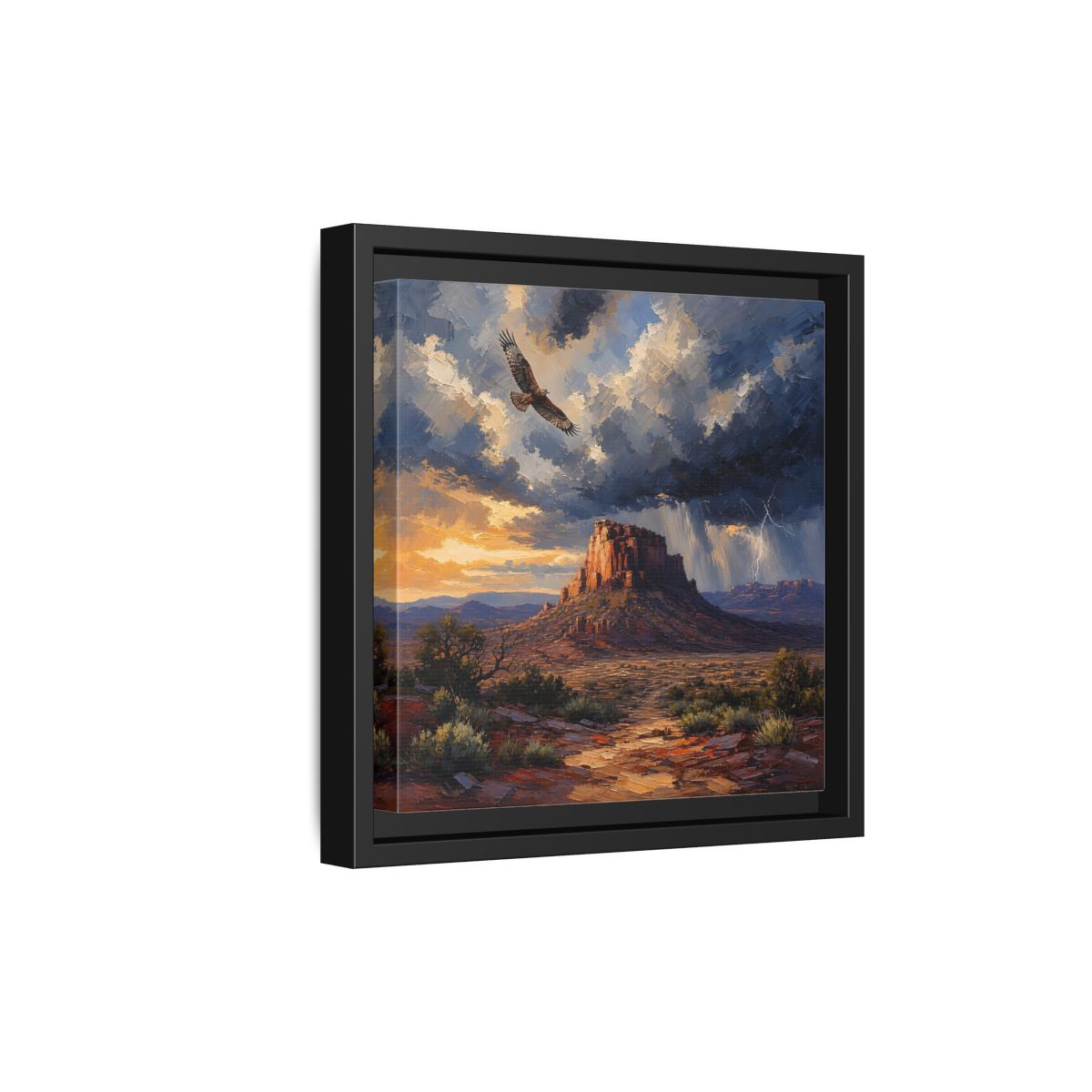 Side Mockup 21. Nature Mesa Desert Storm shown as stretched canvas wall art
