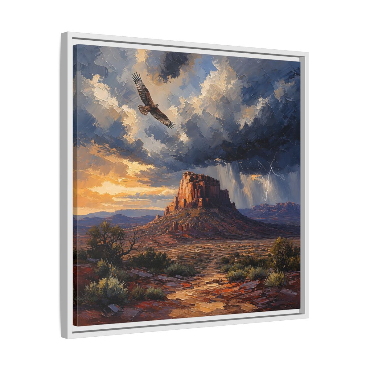 Side Mockup 26. Nature Mesa Desert Storm shown as stretched canvas wall art