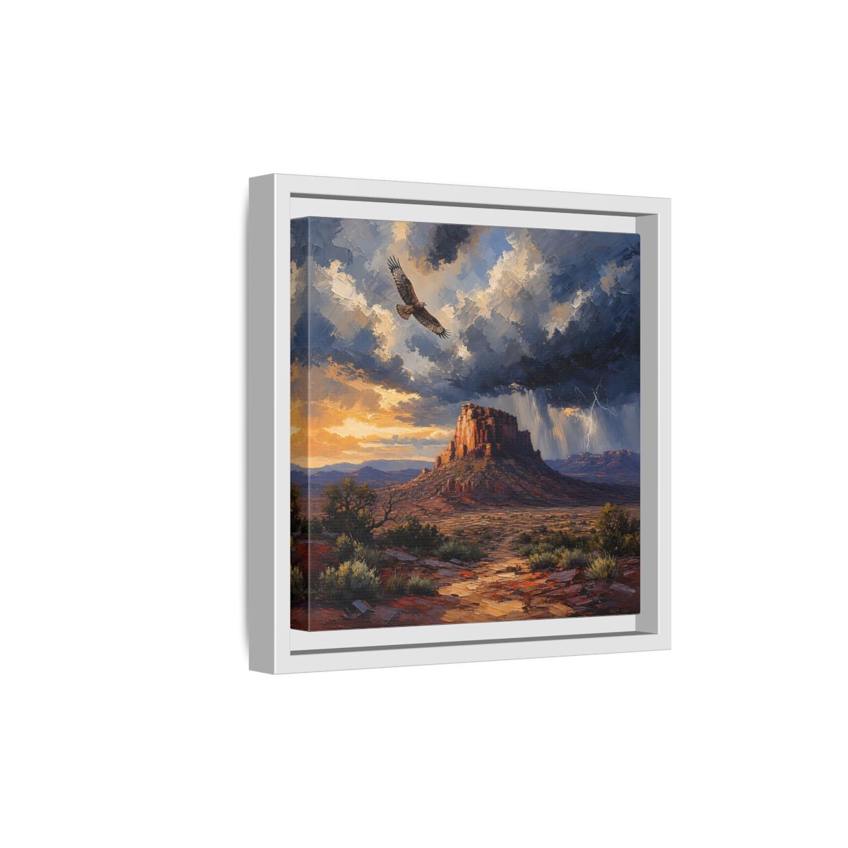 Side Mockup 19. Nature Mesa Desert Storm shown as stretched canvas wall art