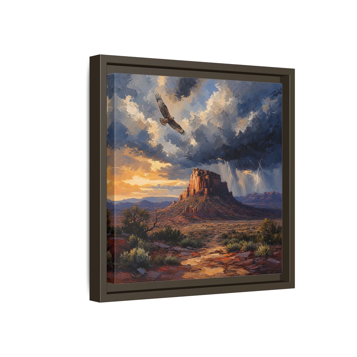 Side Mockup 17. Nature Mesa Desert Storm shown as stretched canvas wall art