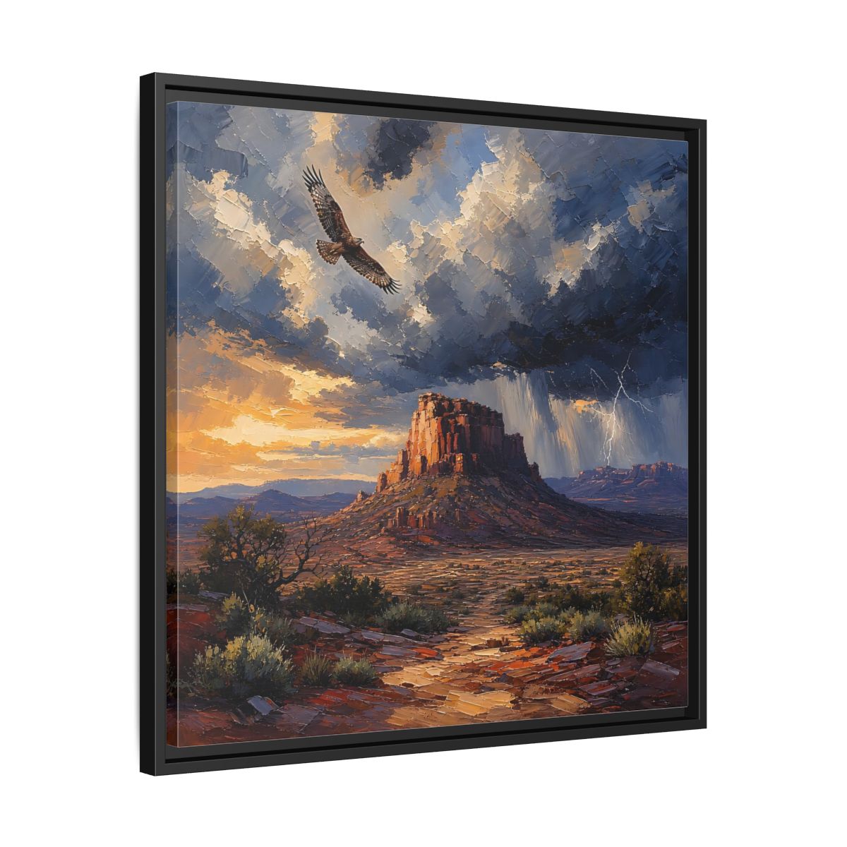 Side Mockup 31. Nature Mesa Desert Storm shown as stretched canvas wall art