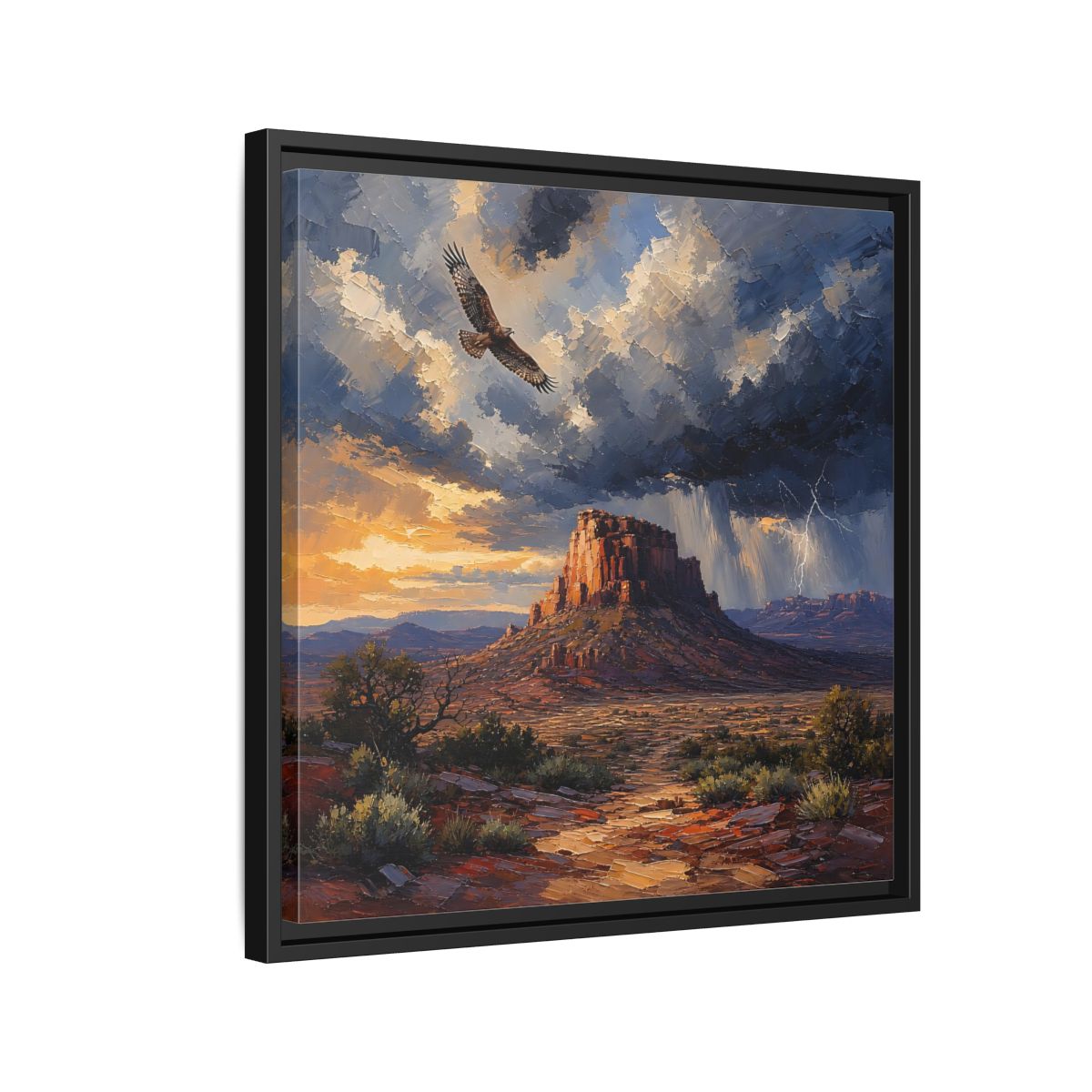 Side Mockup 12. Nature Mesa Desert Storm shown as stretched canvas wall art