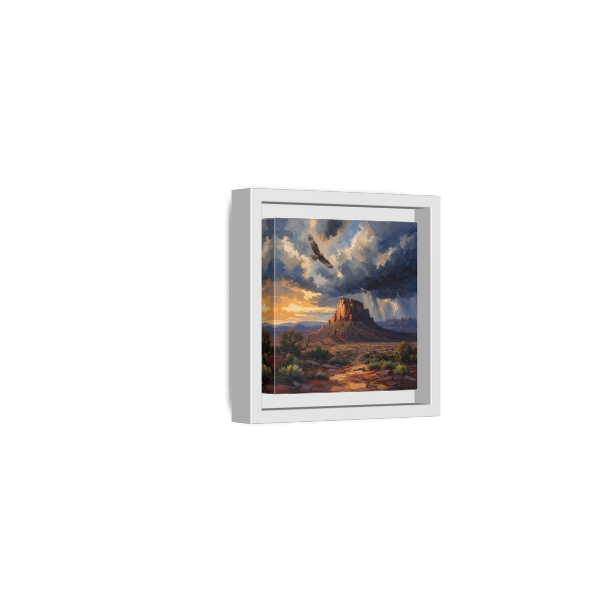 Side Mockup 22. Nature Mesa Desert Storm shown as stretched canvas wall art