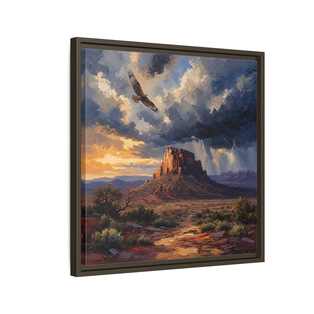 Side Mockup 11. Nature Mesa Desert Storm shown as stretched canvas wall art