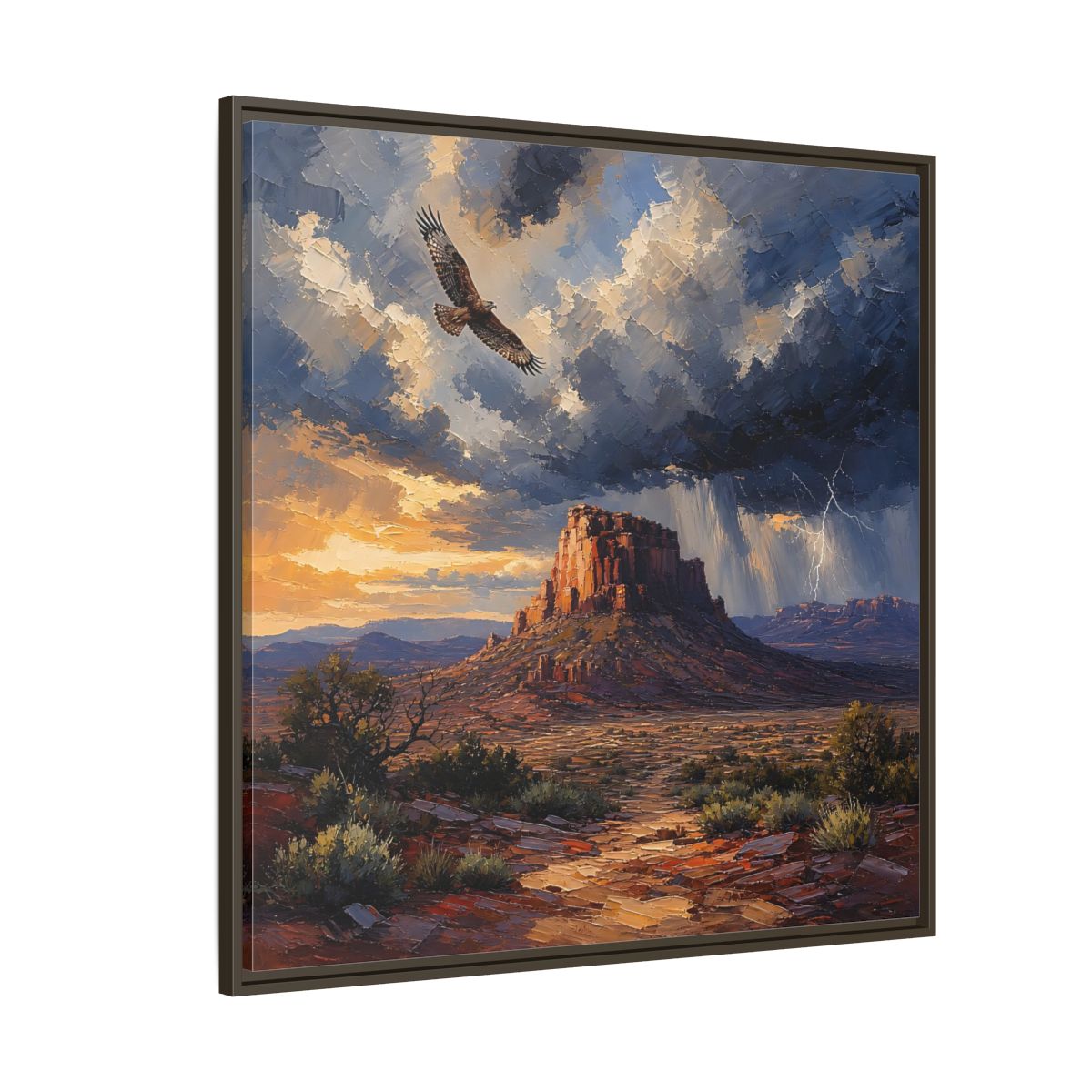 Side Mockup 5. Nature Mesa Desert Storm shown as stretched canvas wall art