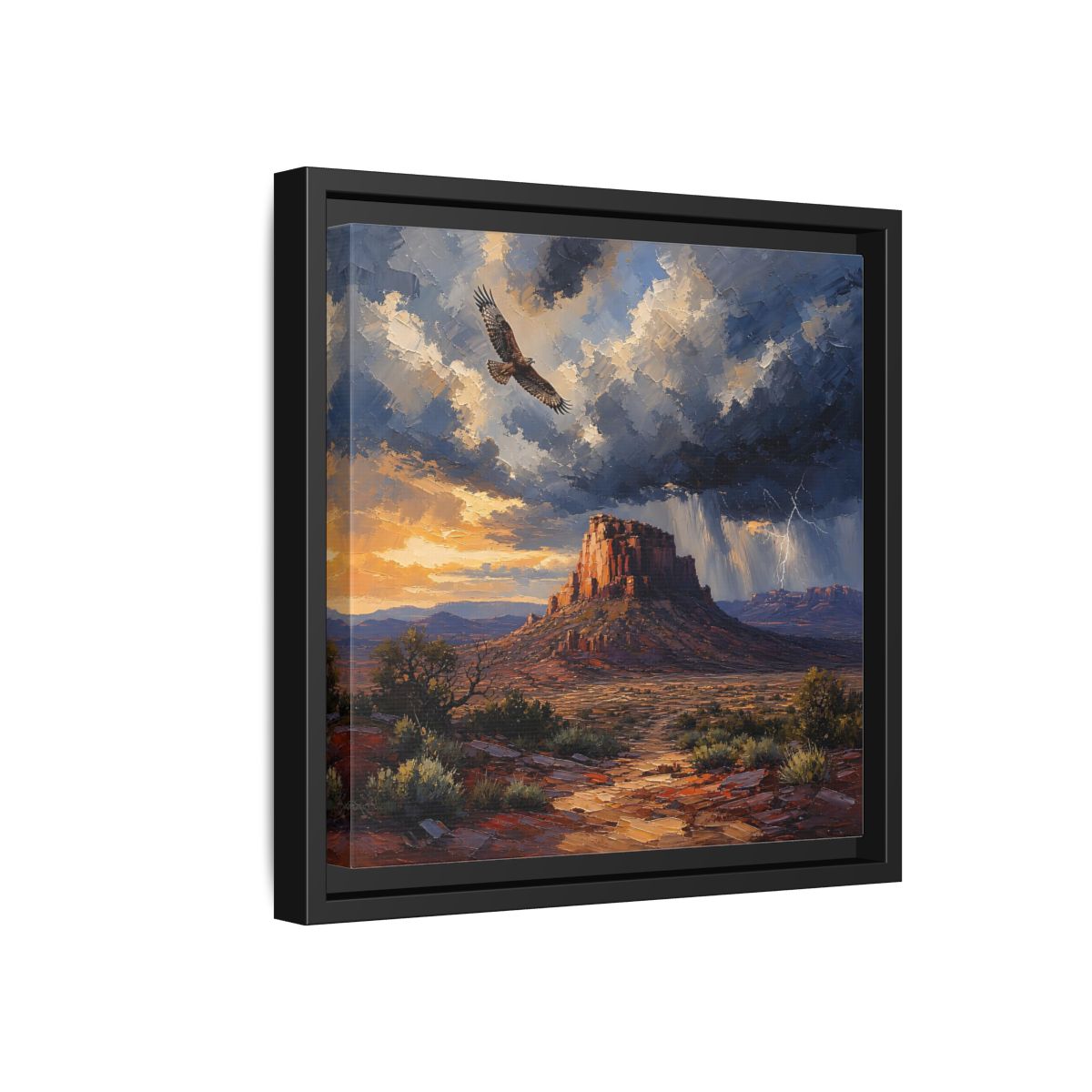 Side Mockup 18. Nature Mesa Desert Storm shown as stretched canvas wall art