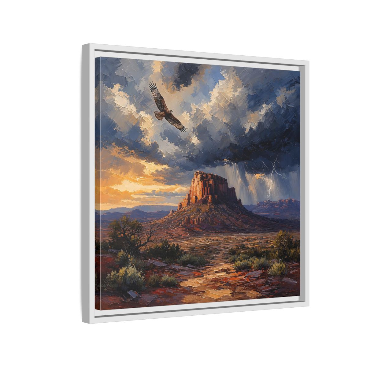Side Mockup 10. Nature Mesa Desert Storm shown as stretched canvas wall art