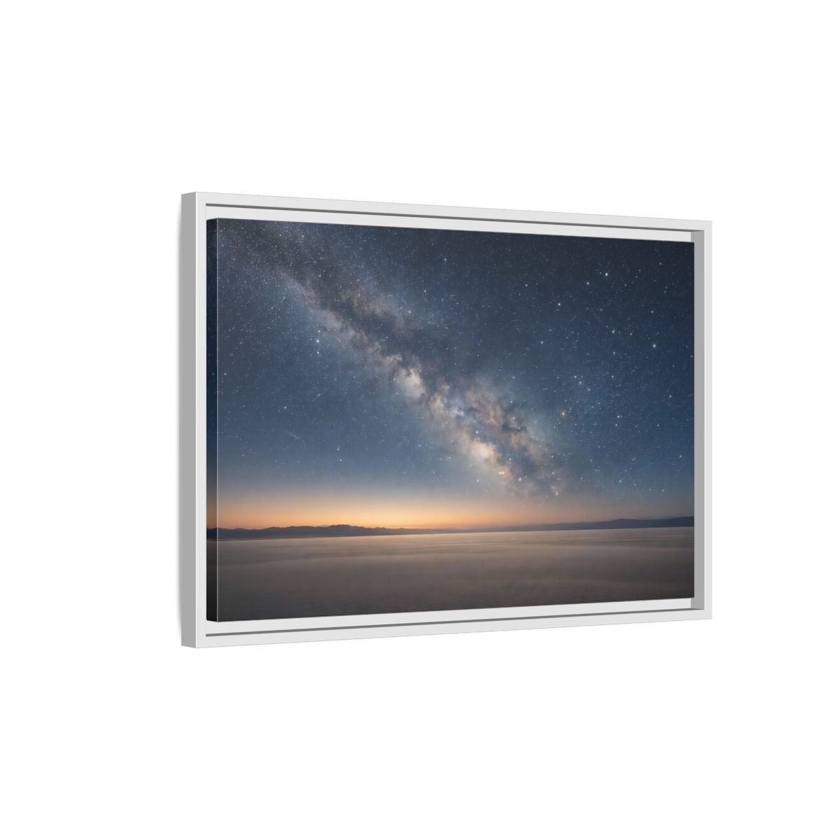 Side Mockup 1. Nature Milky Way Blue And Orange shown as stretched canvas wall art
