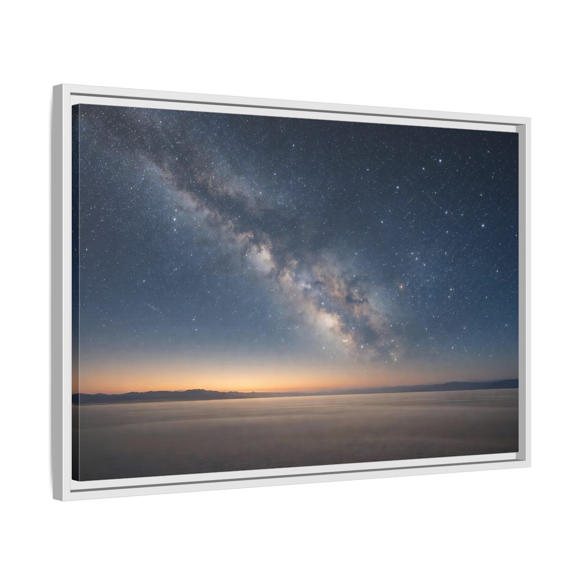 Side Mockup 10. Nature Milky Way Blue And Orange shown as stretched canvas wall art