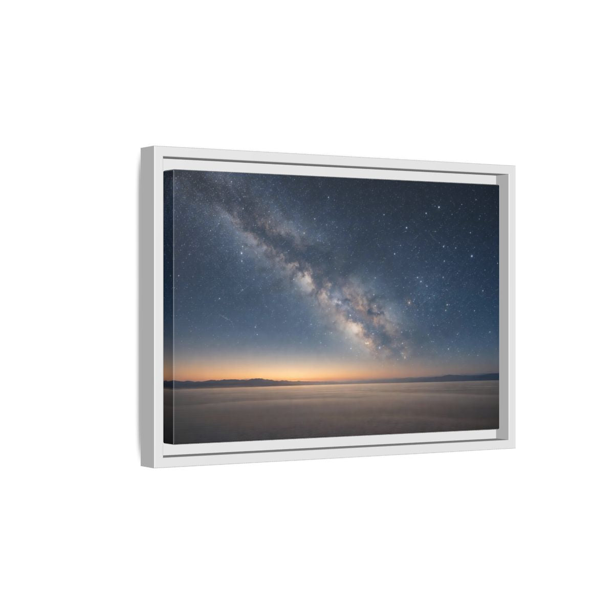 Side Mockup 4. Nature Milky Way Blue And Orange shown as stretched canvas wall art
