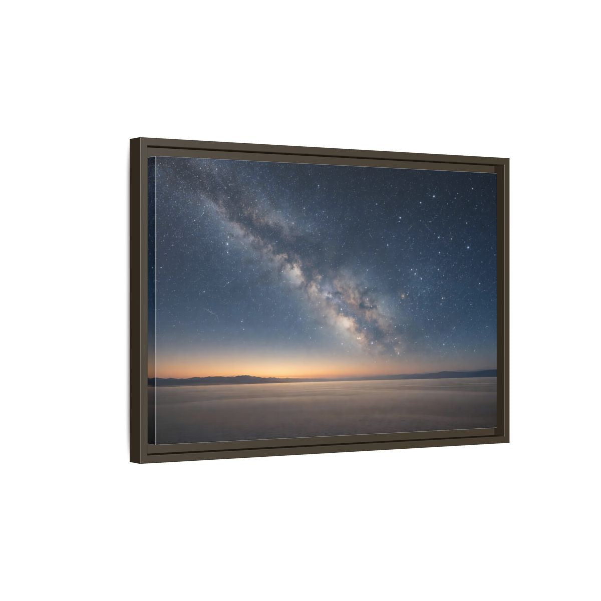 Side Mockup 2. Nature Milky Way Blue And Orange shown as stretched canvas wall art