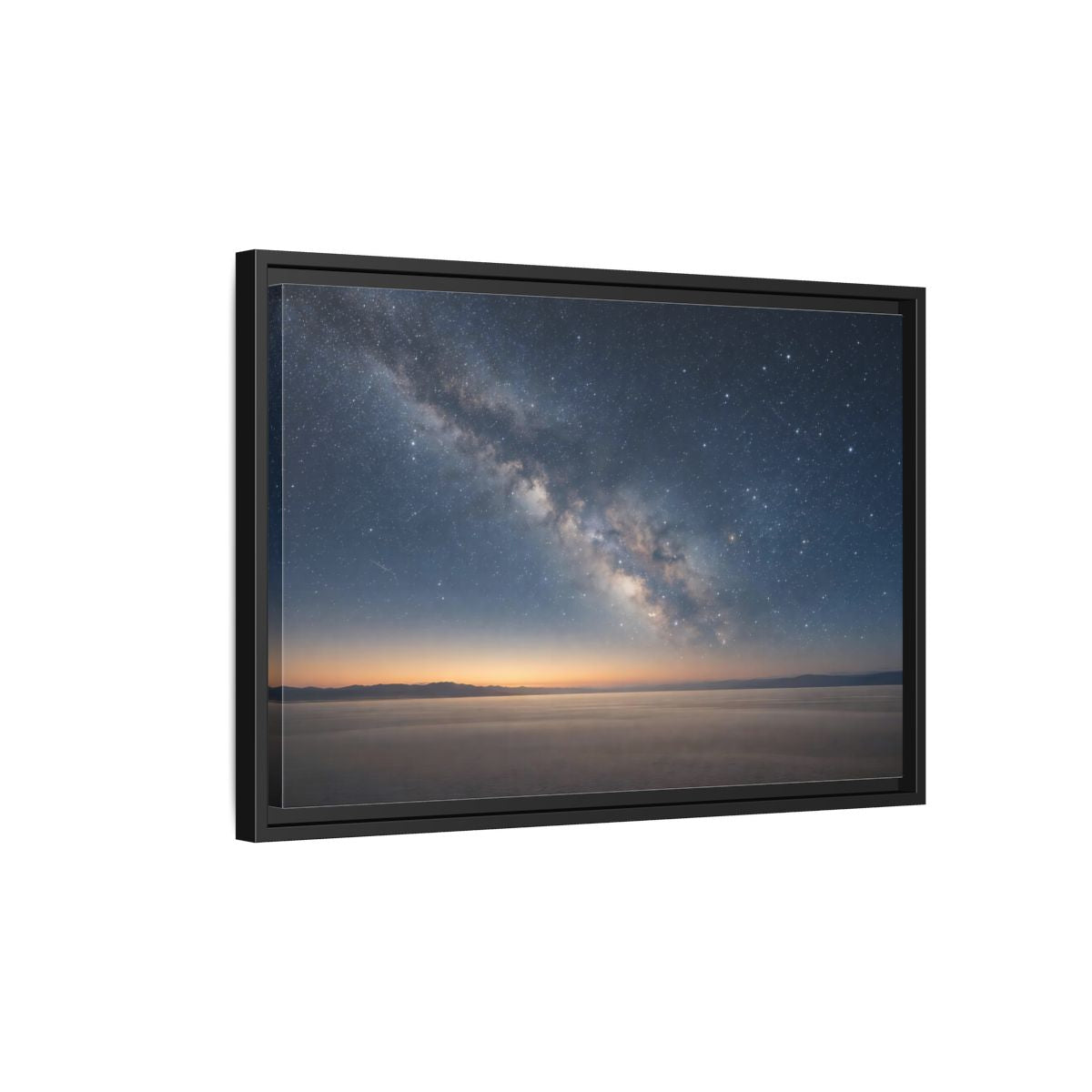 Side Mockup 3. Nature Milky Way Blue And Orange shown as stretched canvas wall art