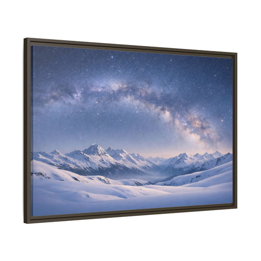 Main Mockup. Nature Milky Way Blue Mountain Sky shown as stretched canvas wall art