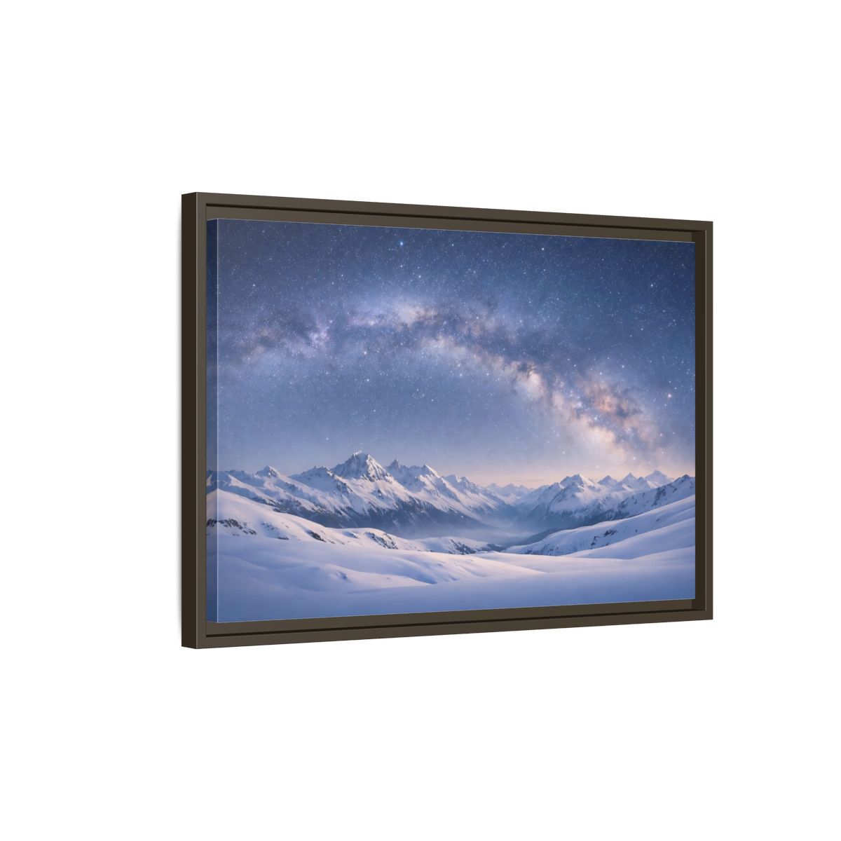 Side Mockup 2. Nature Milky Way Blue Mountain Sky shown as stretched canvas wall art