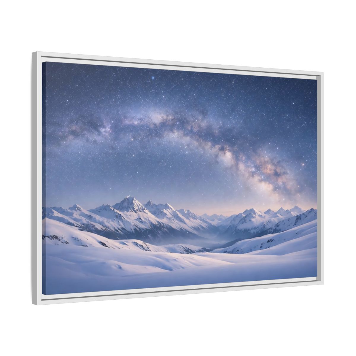Side Mockup 9. Nature Milky Way Blue Mountain Sky shown as stretched canvas wall art