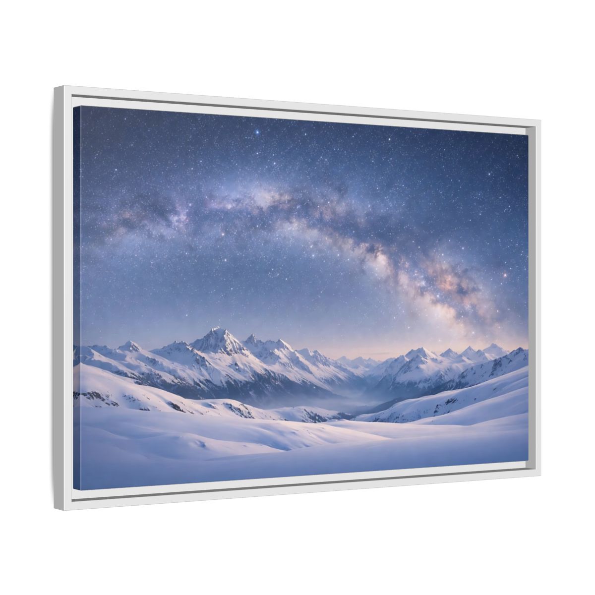 Side Mockup 10. Nature Milky Way Blue Mountain Sky shown as stretched canvas wall art