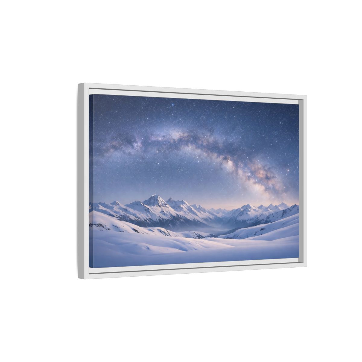 Side Mockup 1. Nature Milky Way Blue Mountain Sky shown as stretched canvas wall art