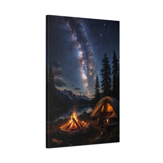 Main Mockup. Nature Milky Way Blue Night Sky shown as stretched canvas wall art