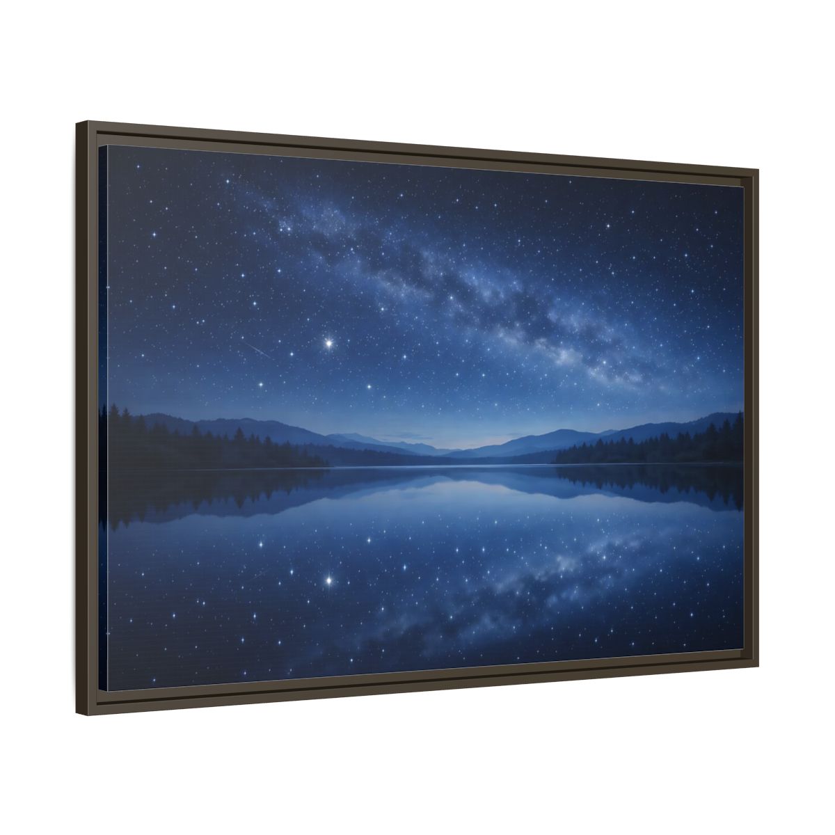 Main Mockup. Nature Milky Way Blue Night Sky shown as stretched canvas wall art