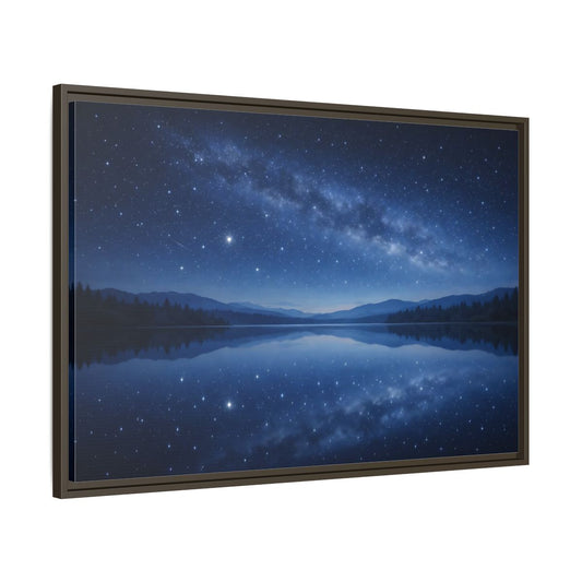 Main Mockup. Nature Milky Way Blue Night Sky shown as stretched canvas wall art