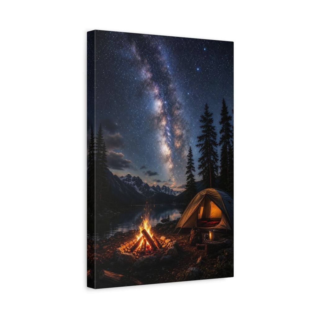 Side Mockup 4. Nature Milky Way Blue Night Sky shown as stretched canvas wall art