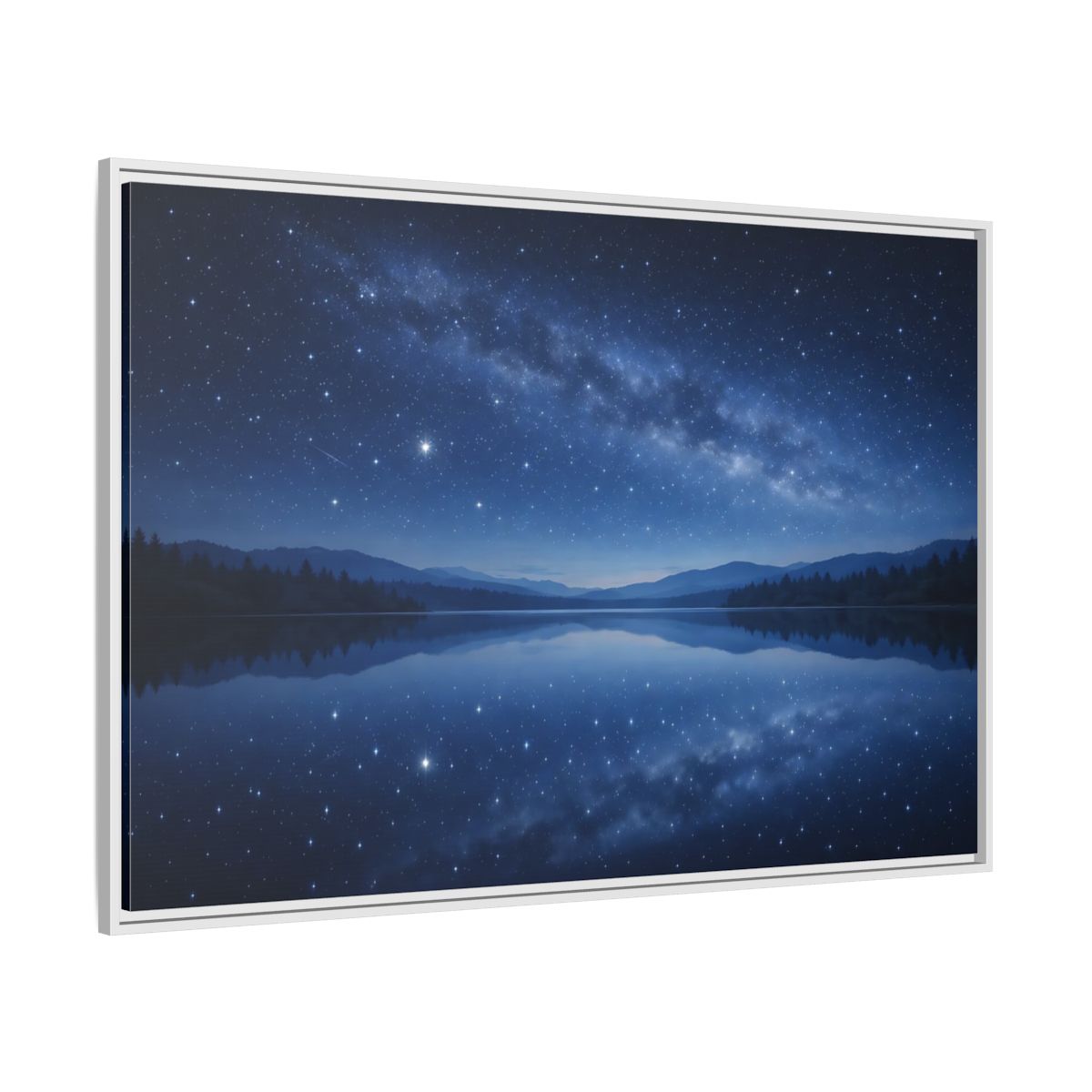 Side Mockup 7. Nature Milky Way Blue Night Sky shown as stretched canvas wall art