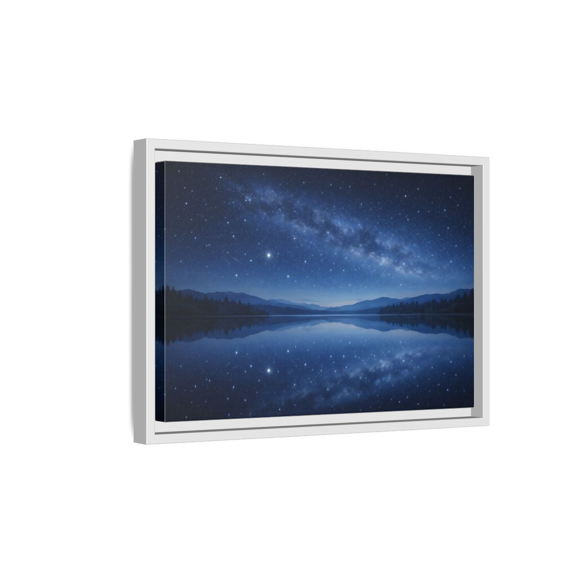 Side Mockup 4. Nature Milky Way Blue Night Sky shown as stretched canvas wall art