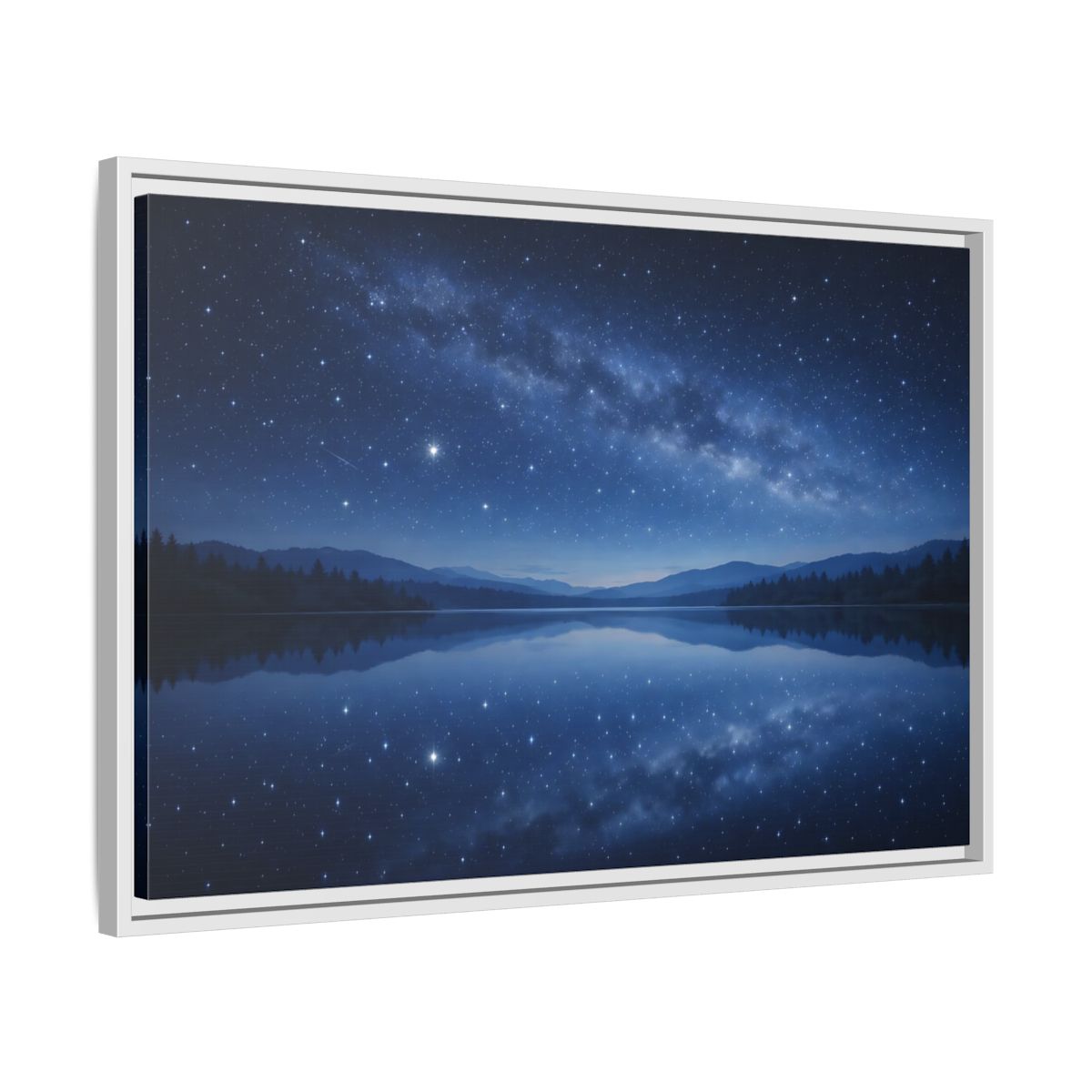 Side Mockup 10. Nature Milky Way Blue Night Sky shown as stretched canvas wall art