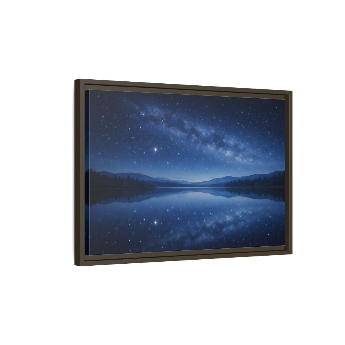 Side Mockup 2. Nature Milky Way Blue Night Sky shown as stretched canvas wall art