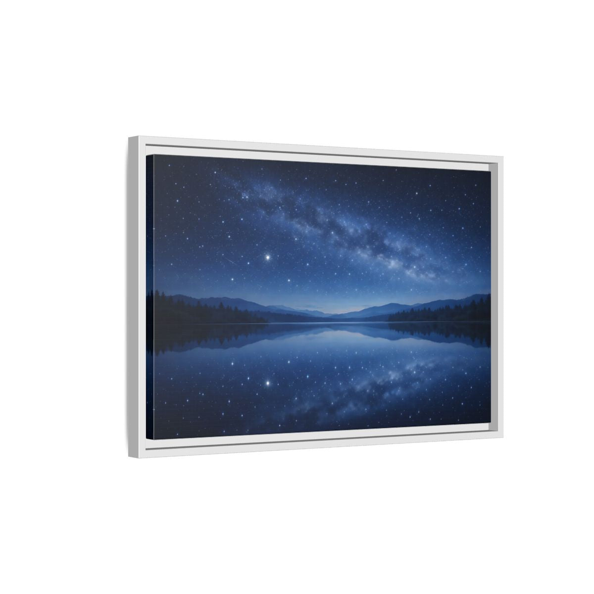 Side Mockup 1. Nature Milky Way Blue Night Sky shown as stretched canvas wall art