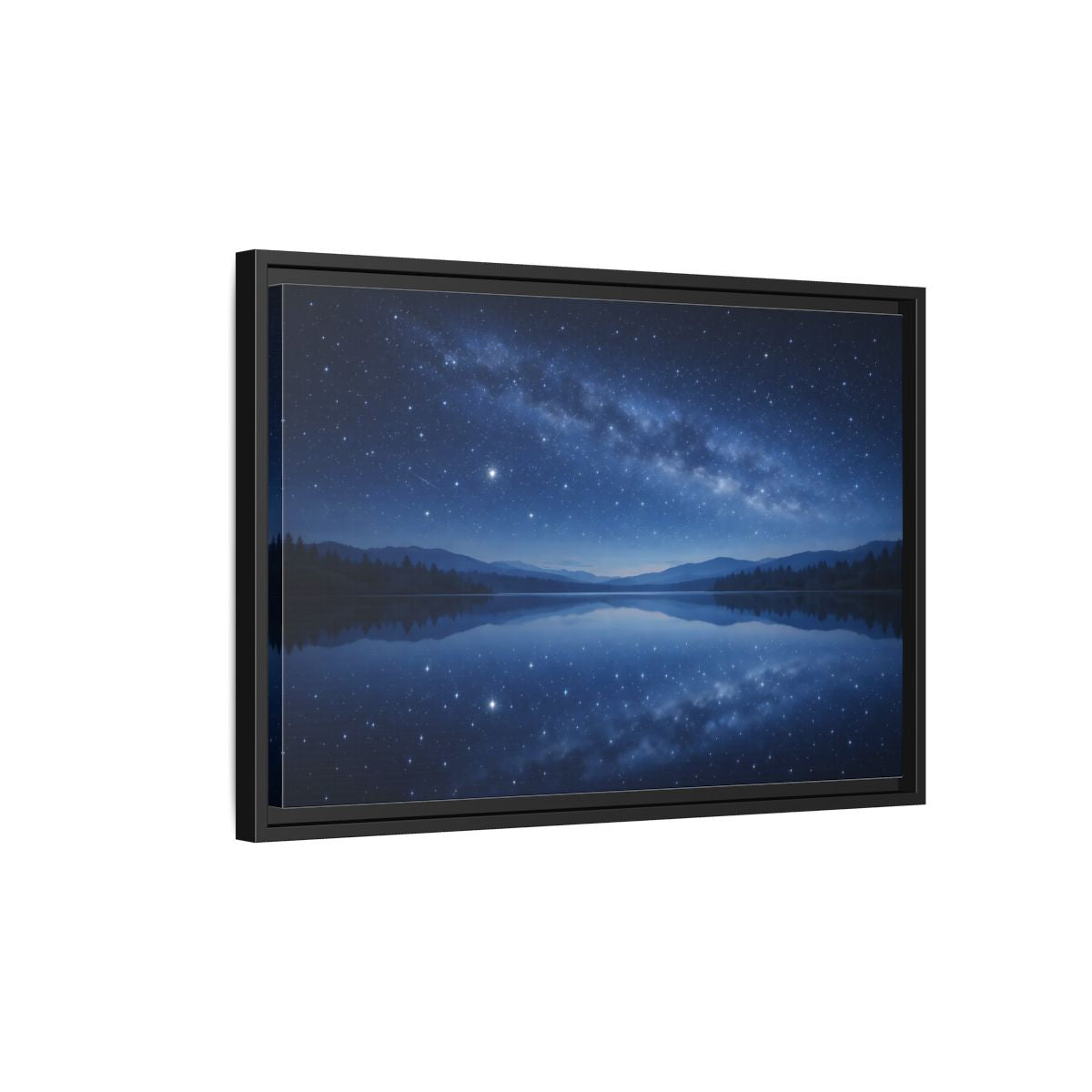 Side Mockup 3. Nature Milky Way Blue Night Sky shown as stretched canvas wall art