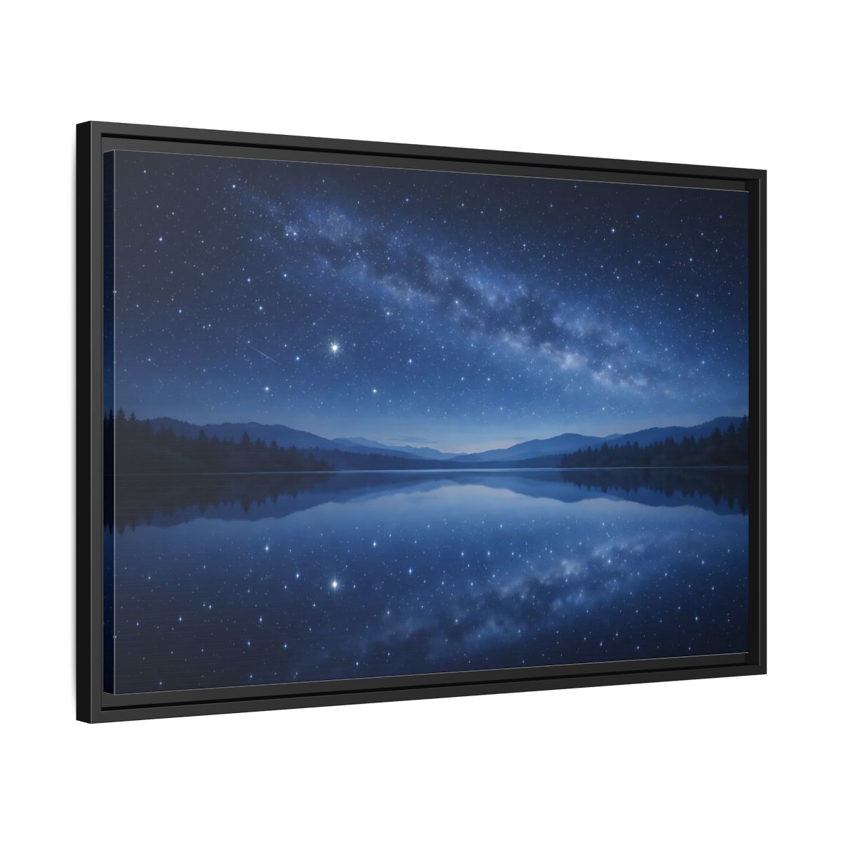 Side Mockup 14. Nature Milky Way Blue Night Sky shown as stretched canvas wall art