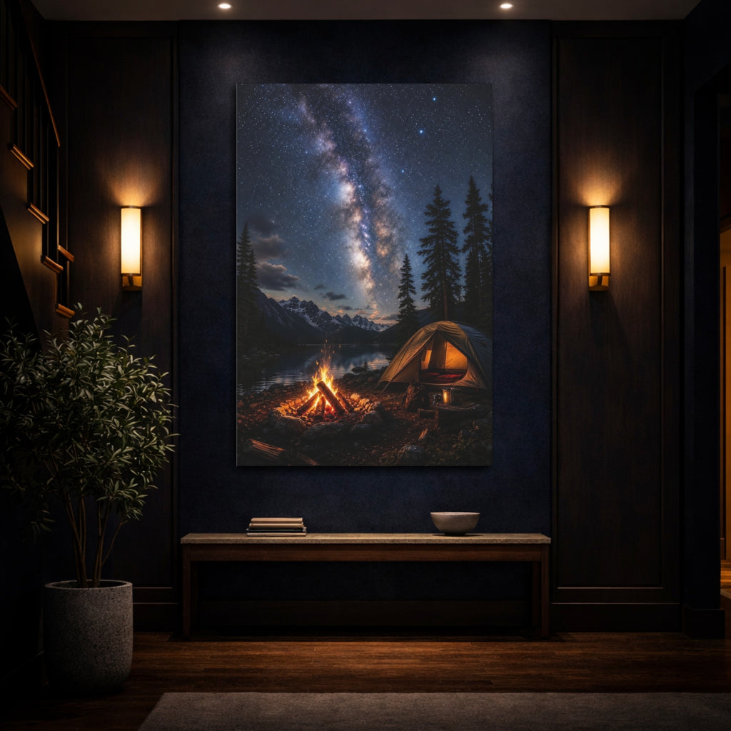 Mockup 4. Nature Milky Way Blue Night Sky shown as stretched canvas wall art