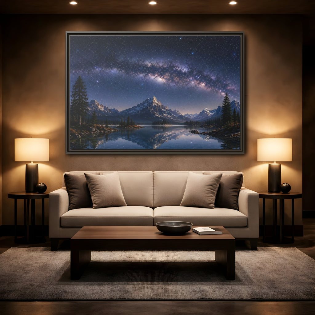 Mockup 2. Nature Milky Way Milky Way Landscape shown as stretched canvas wall art