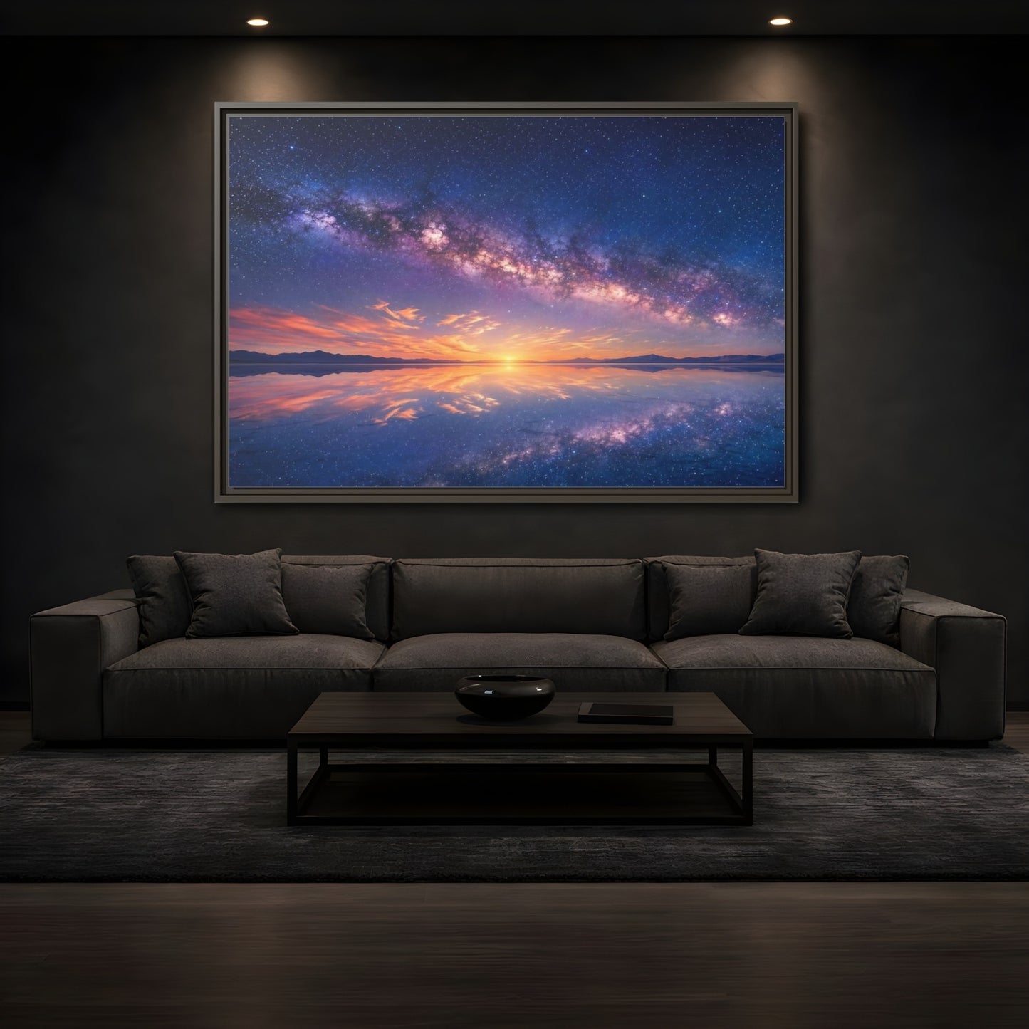 Mockup 3. Nature Milky Way Milky Way Reflection shown as stretched canvas wall art