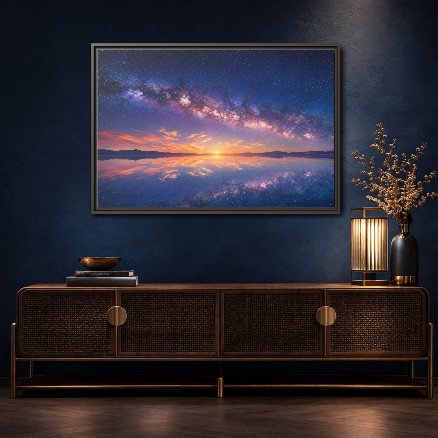Mockup 4. Nature Milky Way Milky Way Reflection shown as stretched canvas wall art