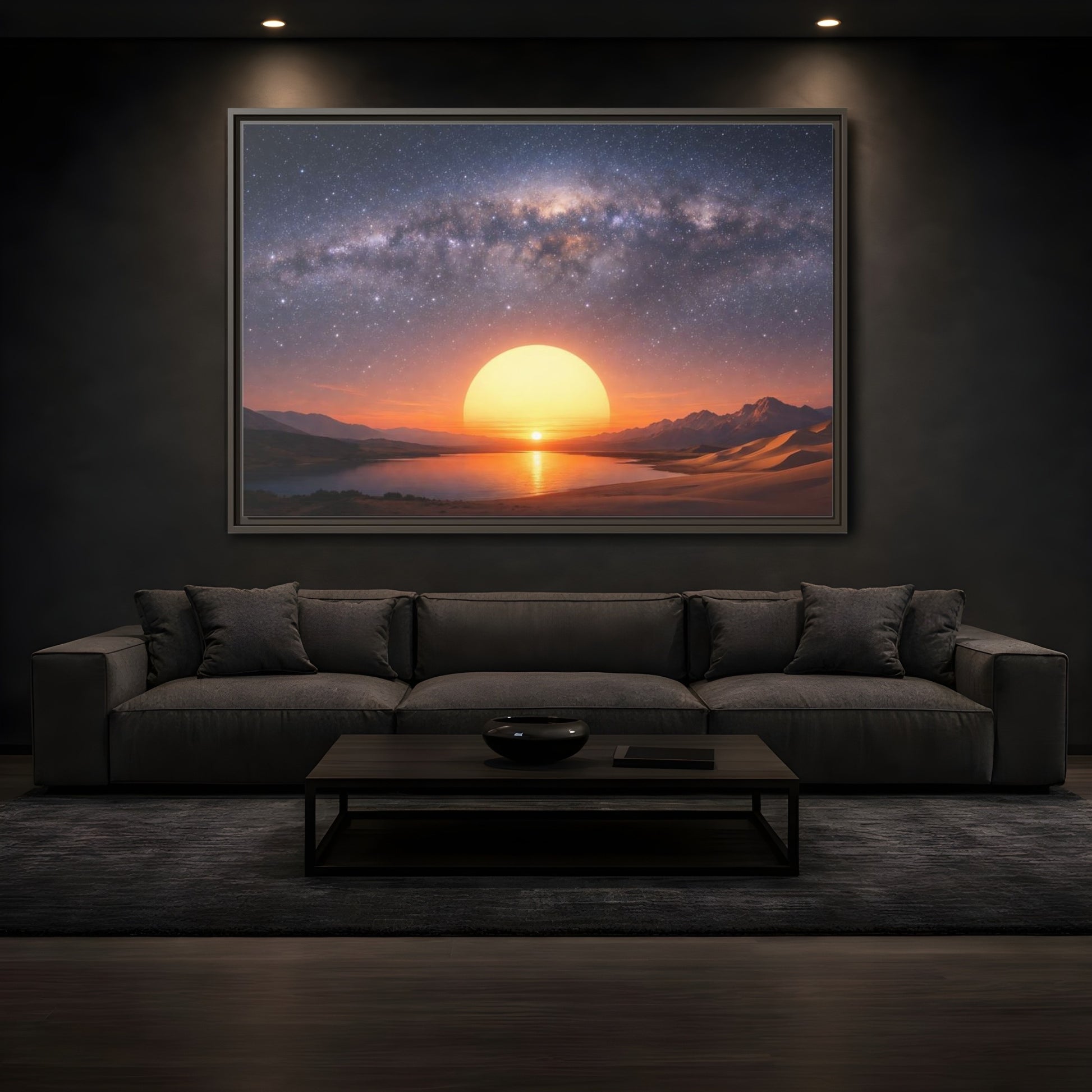 Mockup 3. Nature Milky Way Milky Way Sunset Desert shown as stretched canvas wall art