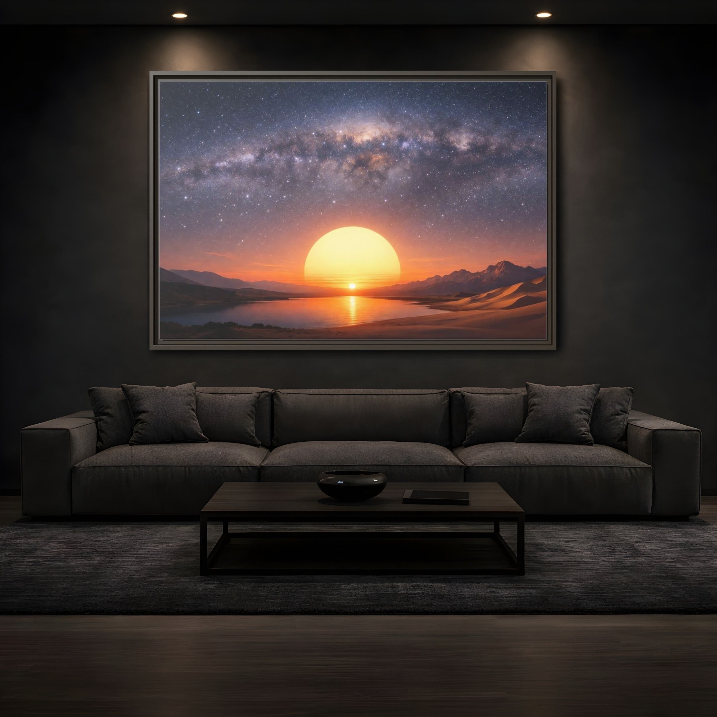 Mockup 3. Nature Milky Way Milky Way Sunset Desert shown as stretched canvas wall art