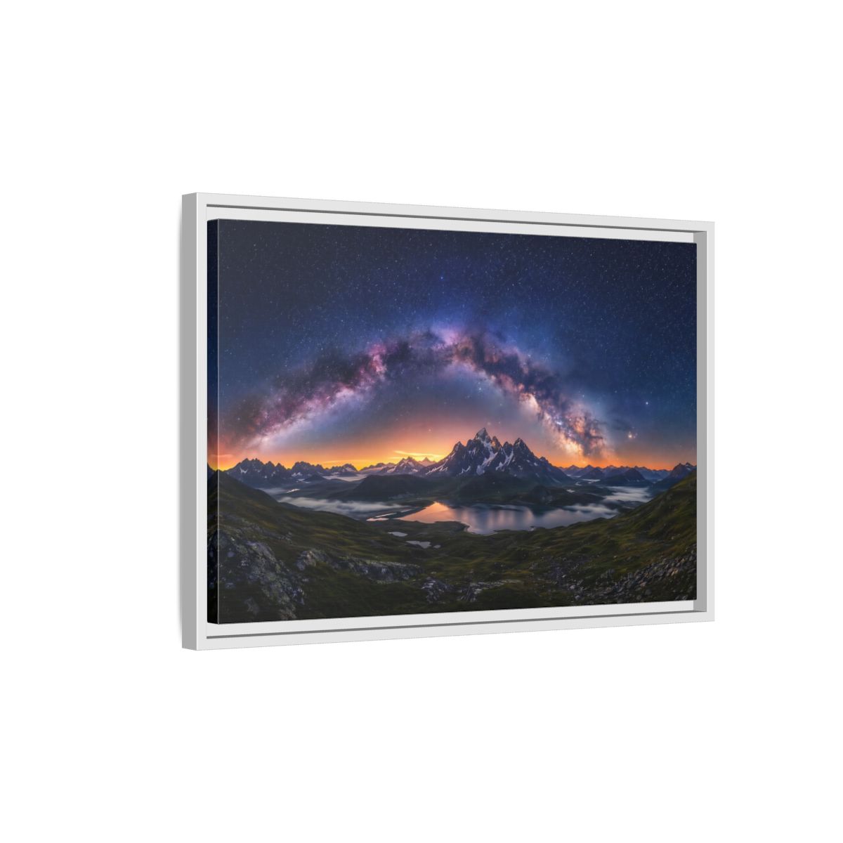 Side Mockup 1. Nature Milky Way Mountains Night Sky Mountain shown as stretched canvas wall art
