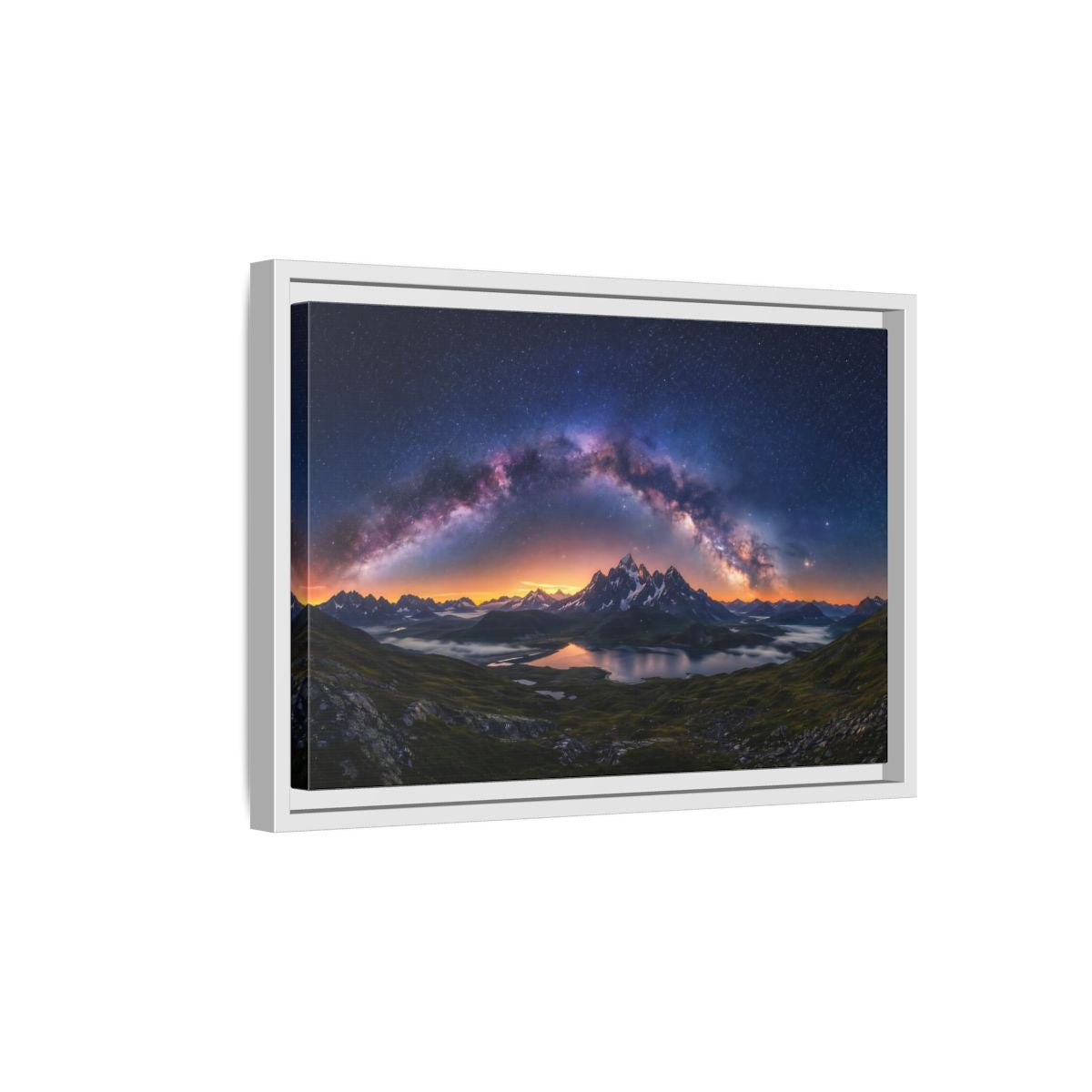Side Mockup 4. Nature Milky Way Mountains Night Sky Mountain shown as stretched canvas wall art