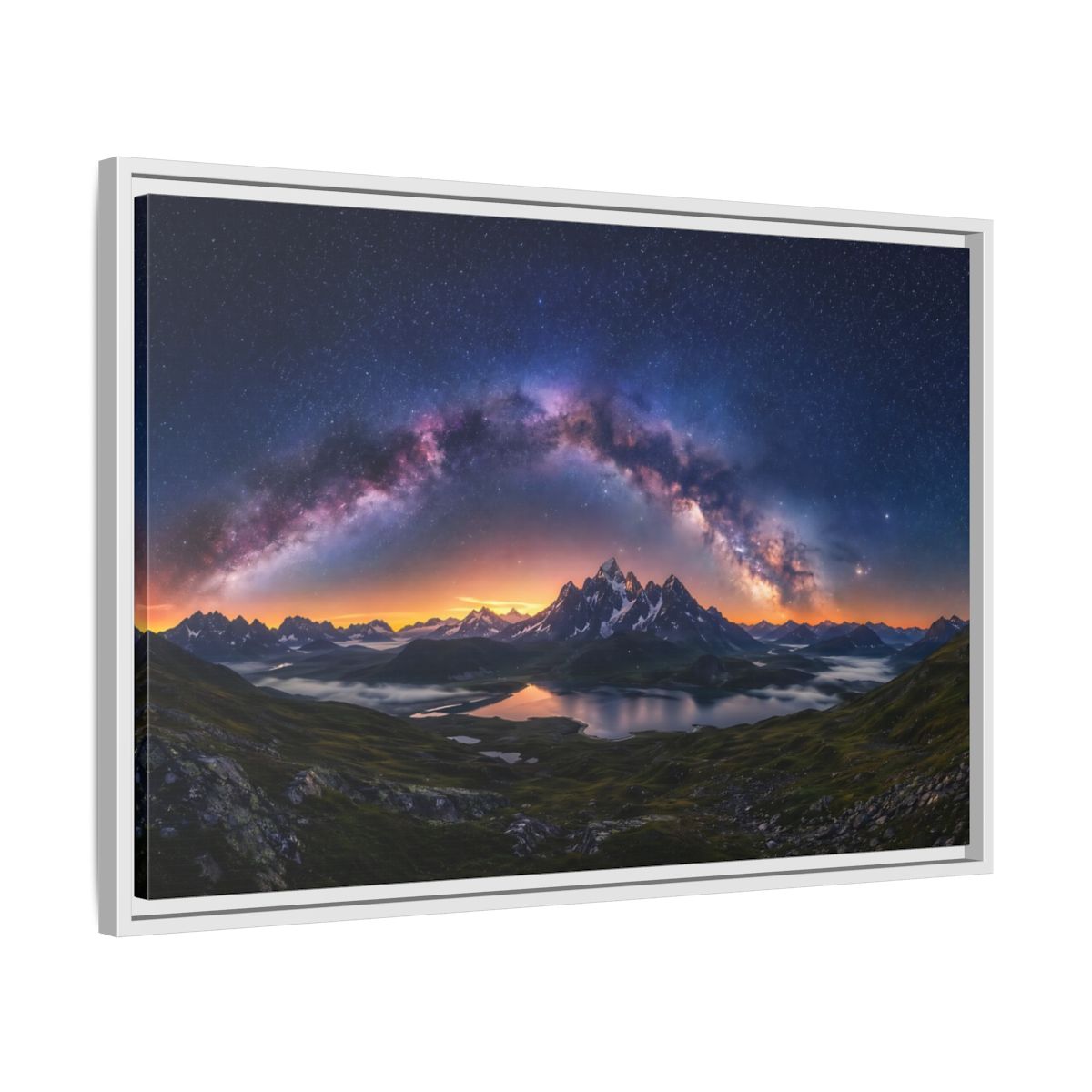 Side Mockup 10. Nature Milky Way Mountains Night Sky Mountain shown as stretched canvas wall art