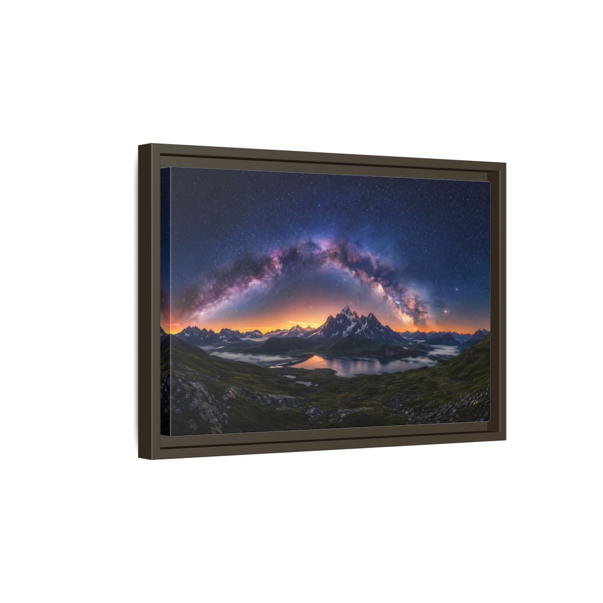 Side Mockup 5. Nature Milky Way Mountains Night Sky Mountain shown as stretched canvas wall art