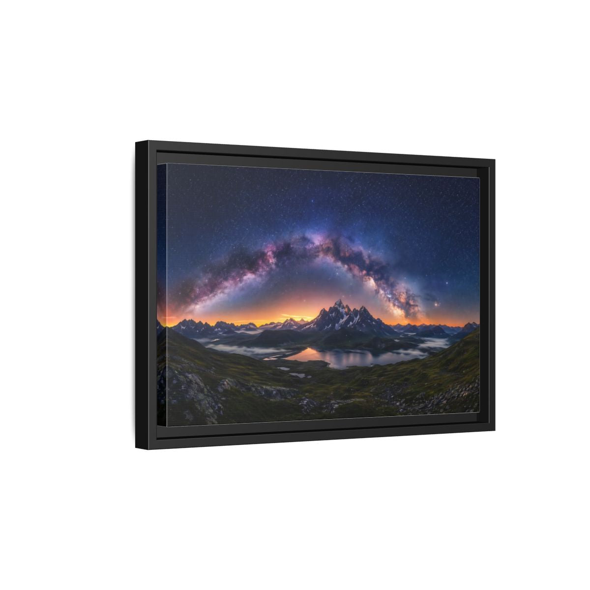 Side Mockup 6. Nature Milky Way Mountains Night Sky Mountain shown as stretched canvas wall art
