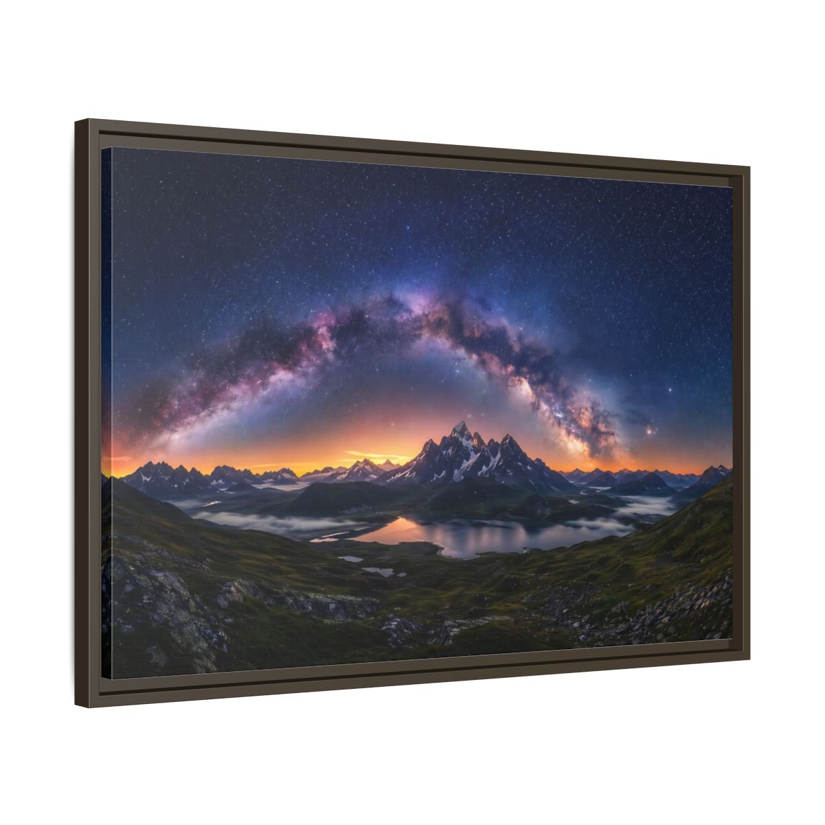 Side Mockup 11. Nature Milky Way Mountains Night Sky Mountain shown as stretched canvas wall art