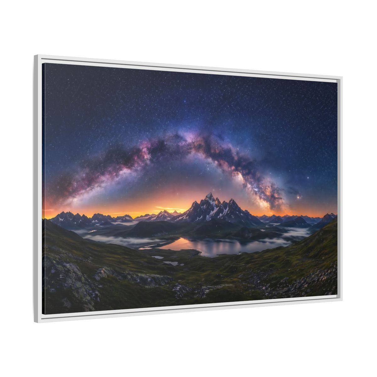 Side Mockup 7. Nature Milky Way Mountains Night Sky Mountain shown as stretched canvas wall art