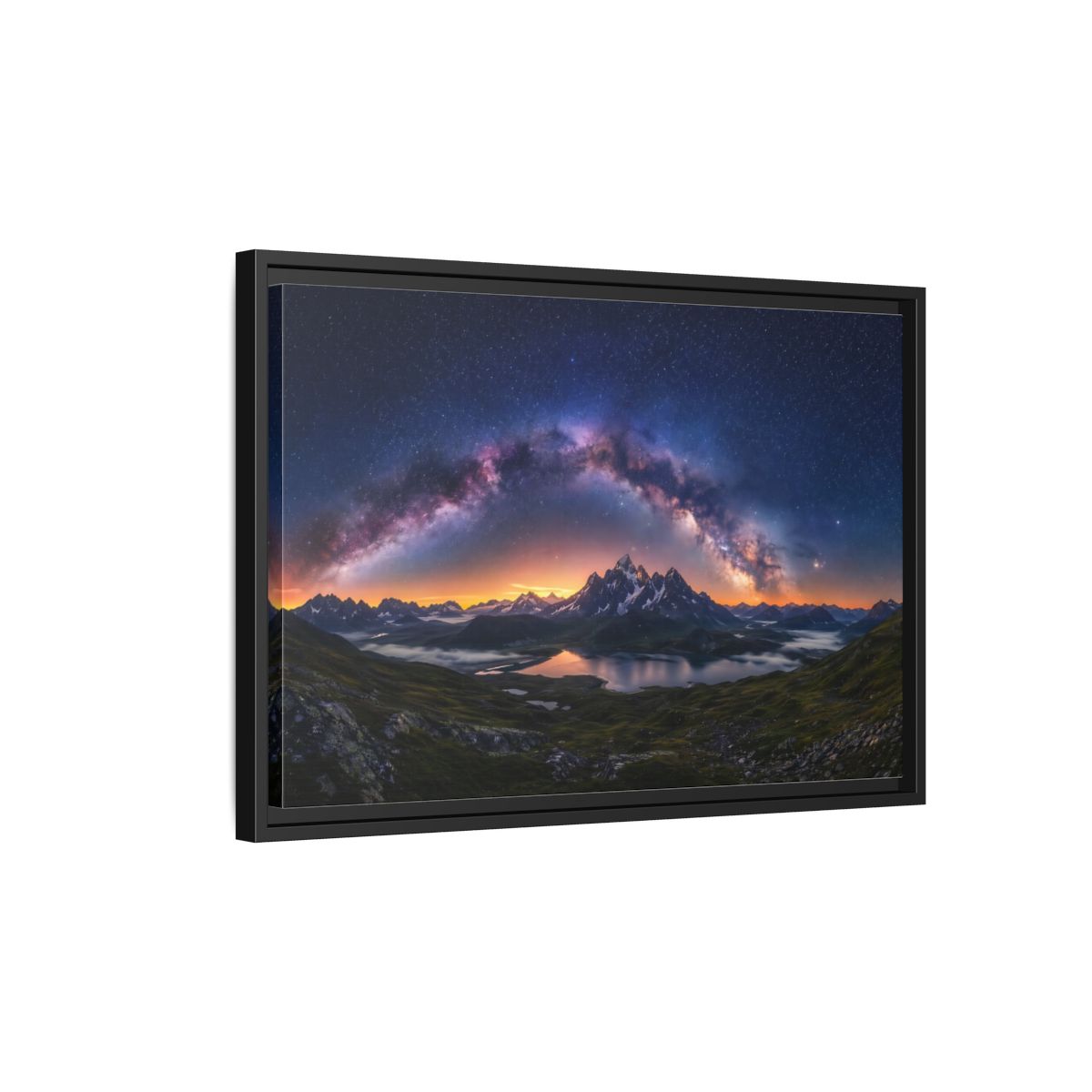 Side Mockup 3. Nature Milky Way Mountains Night Sky Mountain shown as stretched canvas wall art