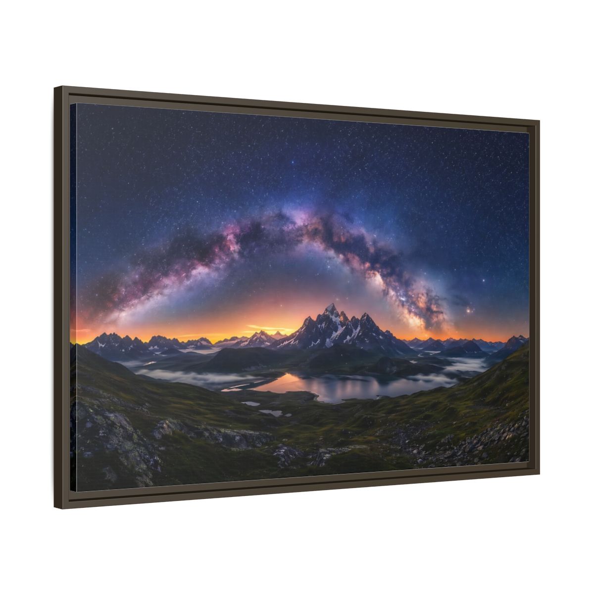 Main Mockup. Nature Milky Way Mountains Night Sky Mountain shown as stretched canvas wall art
