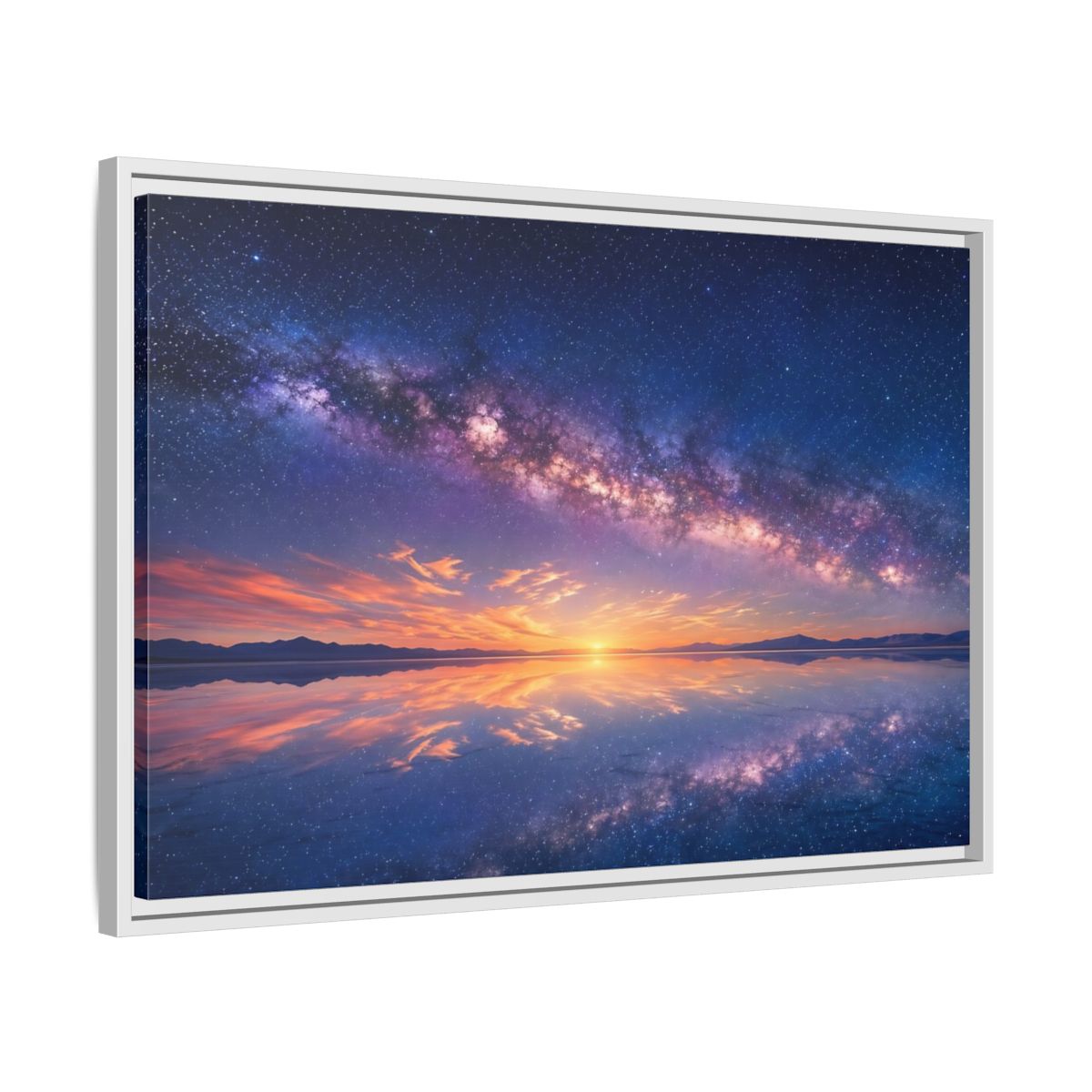 Side Mockup 10. Nature Milky Way Milky Way Reflection shown as stretched canvas wall art