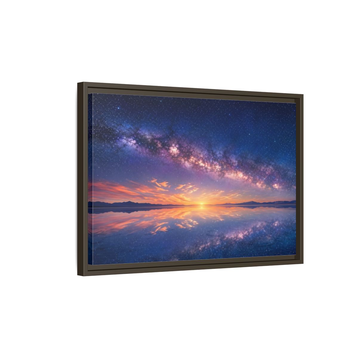 Side Mockup 2. Nature Milky Way Milky Way Reflection shown as stretched canvas wall art