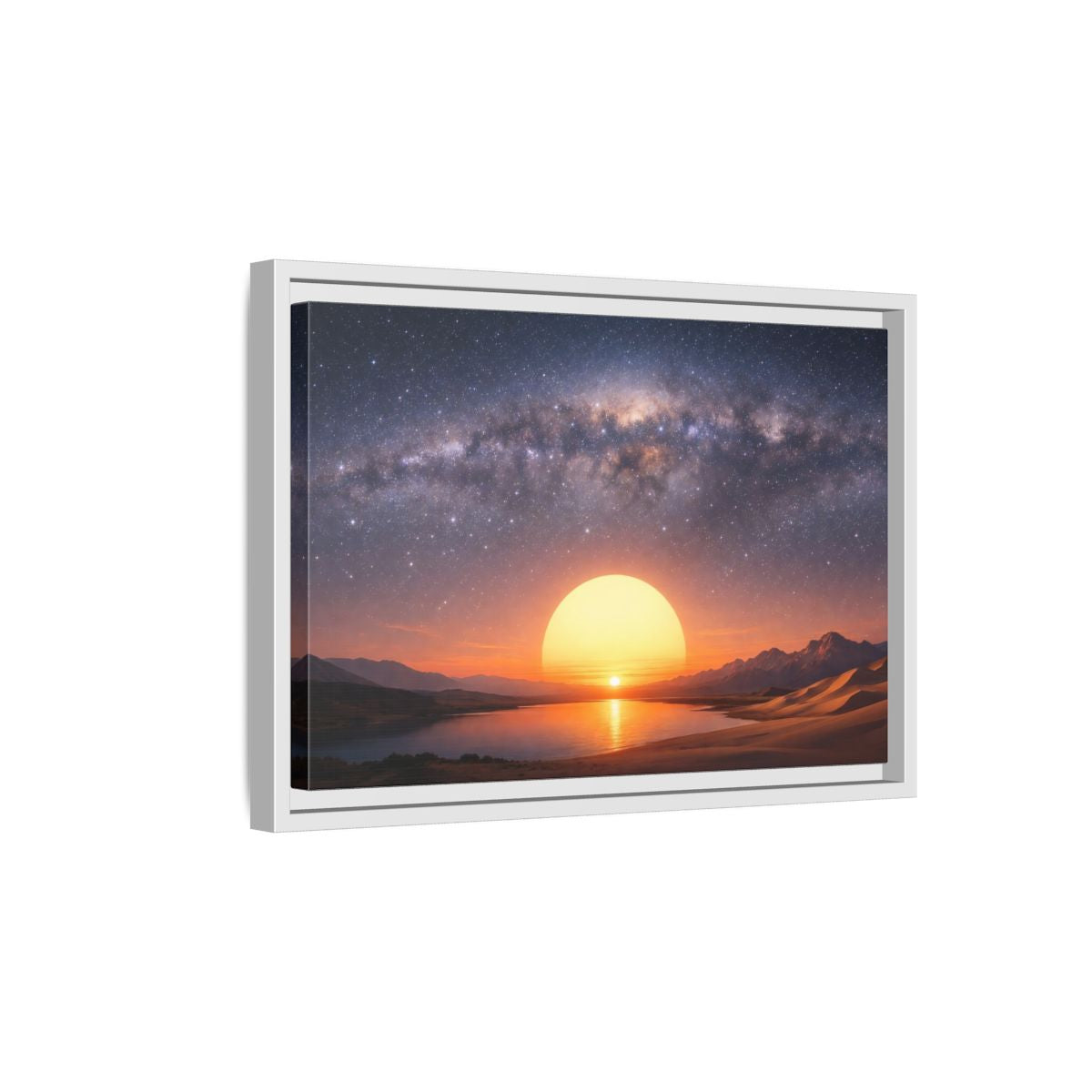 Side Mockup 4. Nature Milky Way Milky Way Sunset Desert shown as stretched canvas wall art